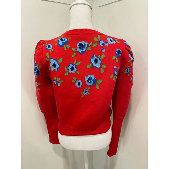 Molly Goddard Sonia Jacquard-Knit Cotton Cardigan in Red - Picture 11 of 15